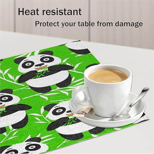 Miniatura 5 de Pandas Lovely Placemats Set of 4 Table Mats Washable Placemat Waterproof Place Mats for Party Home Dining Table Decor 18x12 in