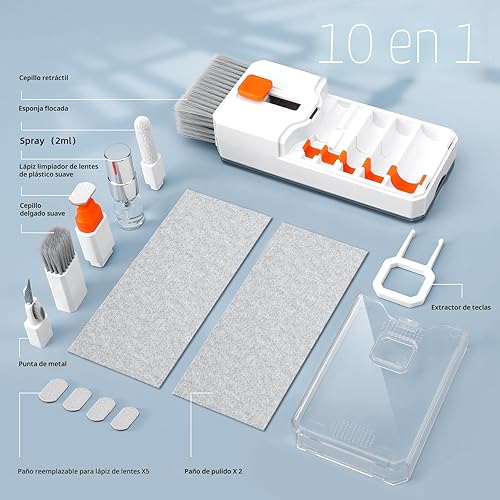 Miniatura 8 de Kit de Limpieza de Teclado, Limpiador de Laptop, Herramienta de Cepillo de Limpieza de Pantalla de Computadora 10 en 1, Kit de Limpiador Electrónico