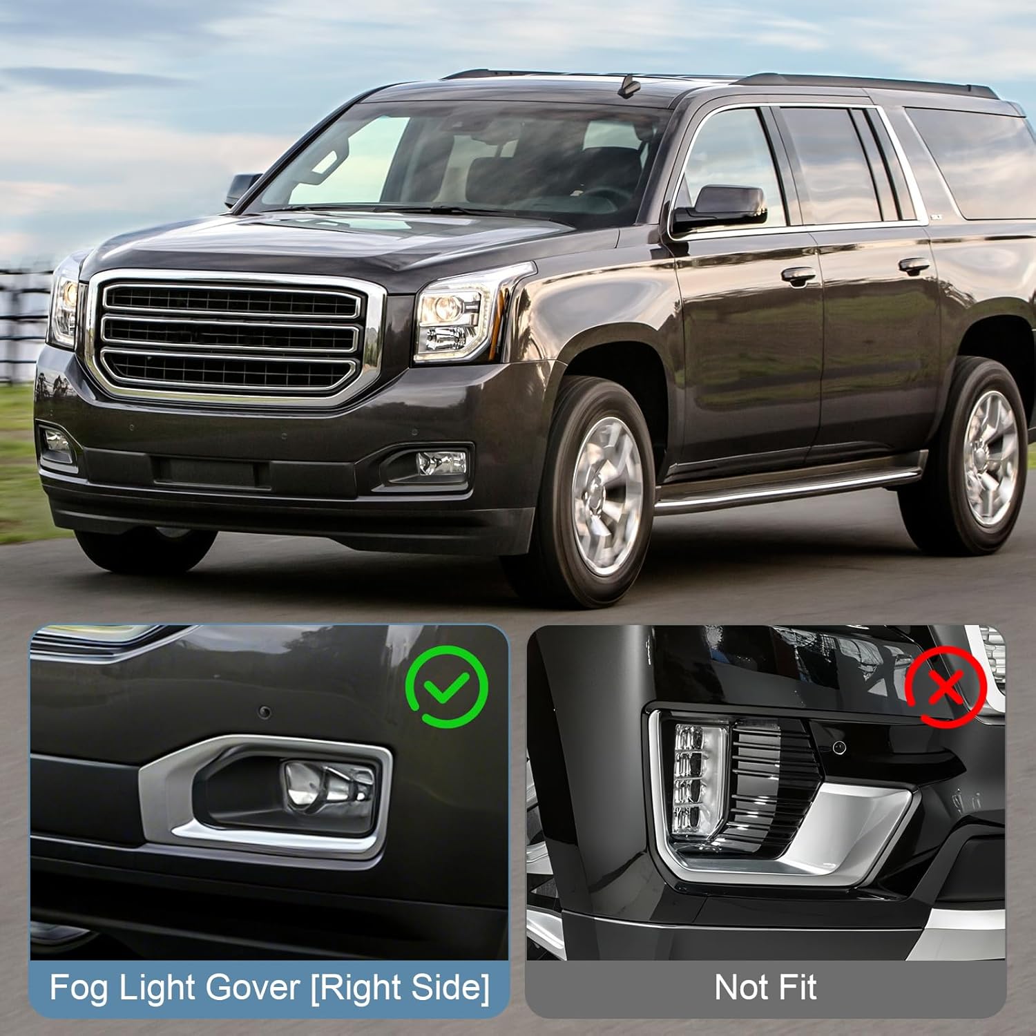 Fog Light Bezels Cover Compatible with GMC Yukon/Yukon XL 2015-2020, Replacement for 22936426, 22936427