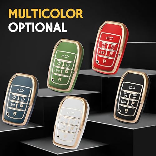 Miniatura 7 de Funda de TPU suave para llavero compatible con Toyota 6 botones Alphard HILUX PREVIA RAV4 VELLFIRE (dorado-negro)