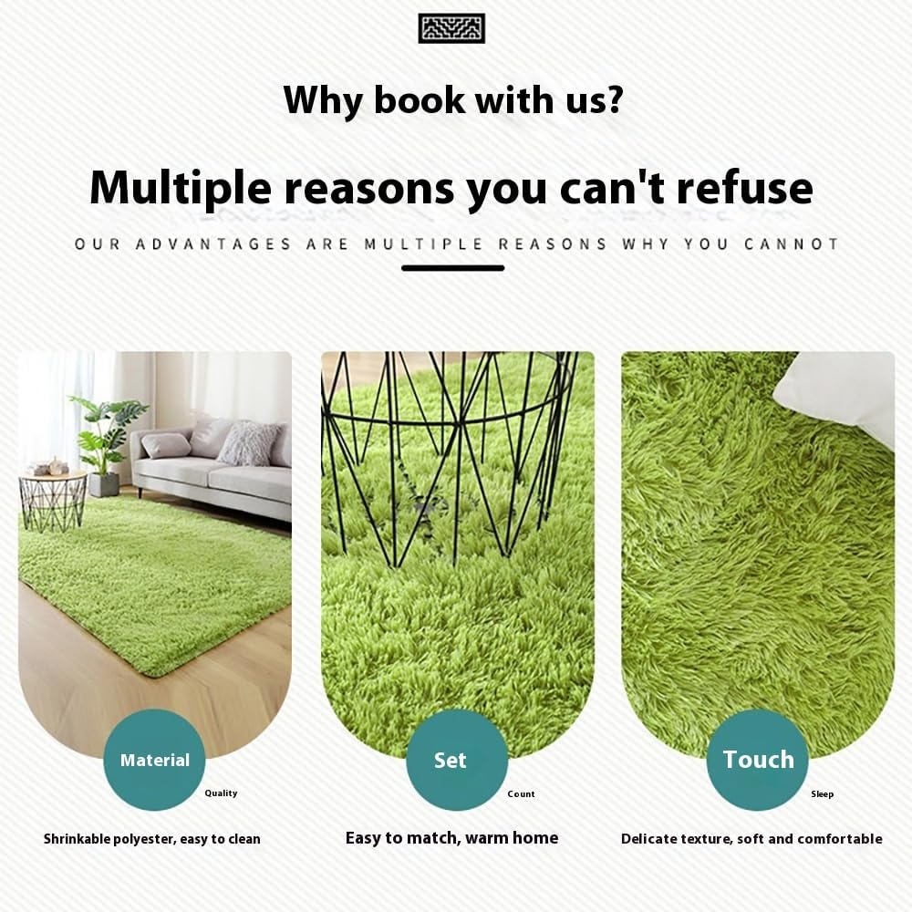 High Density Rabbit Fur-Like Area Rug Non Shedding 4CM Thick Soft Polyester Carpet with Non Slip Bottom Minimalist Versatile Floor Rug for Living Room Bedroom (Khaki, 4.59 * 6.56ft)