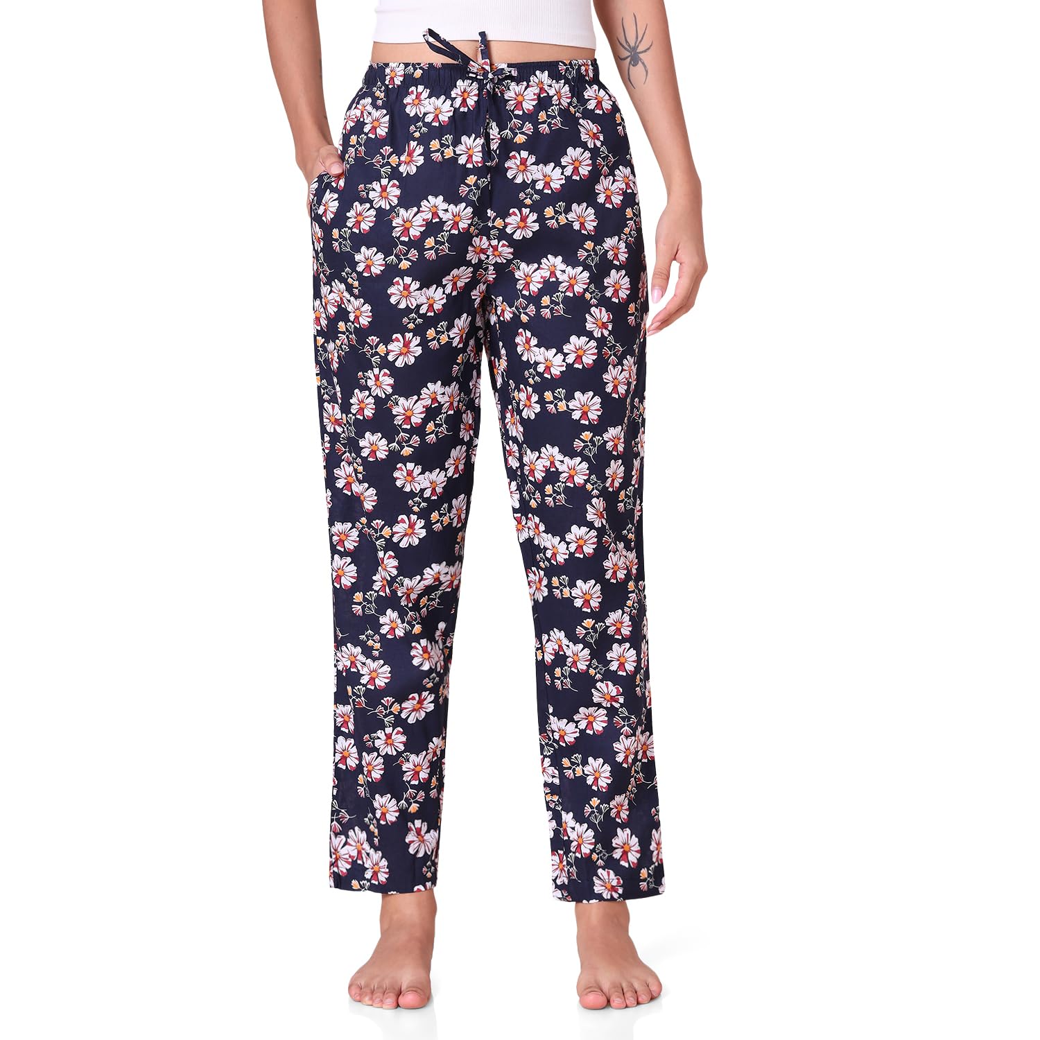 Women Cotton Printed Pyjama with Side Pockets-image-42