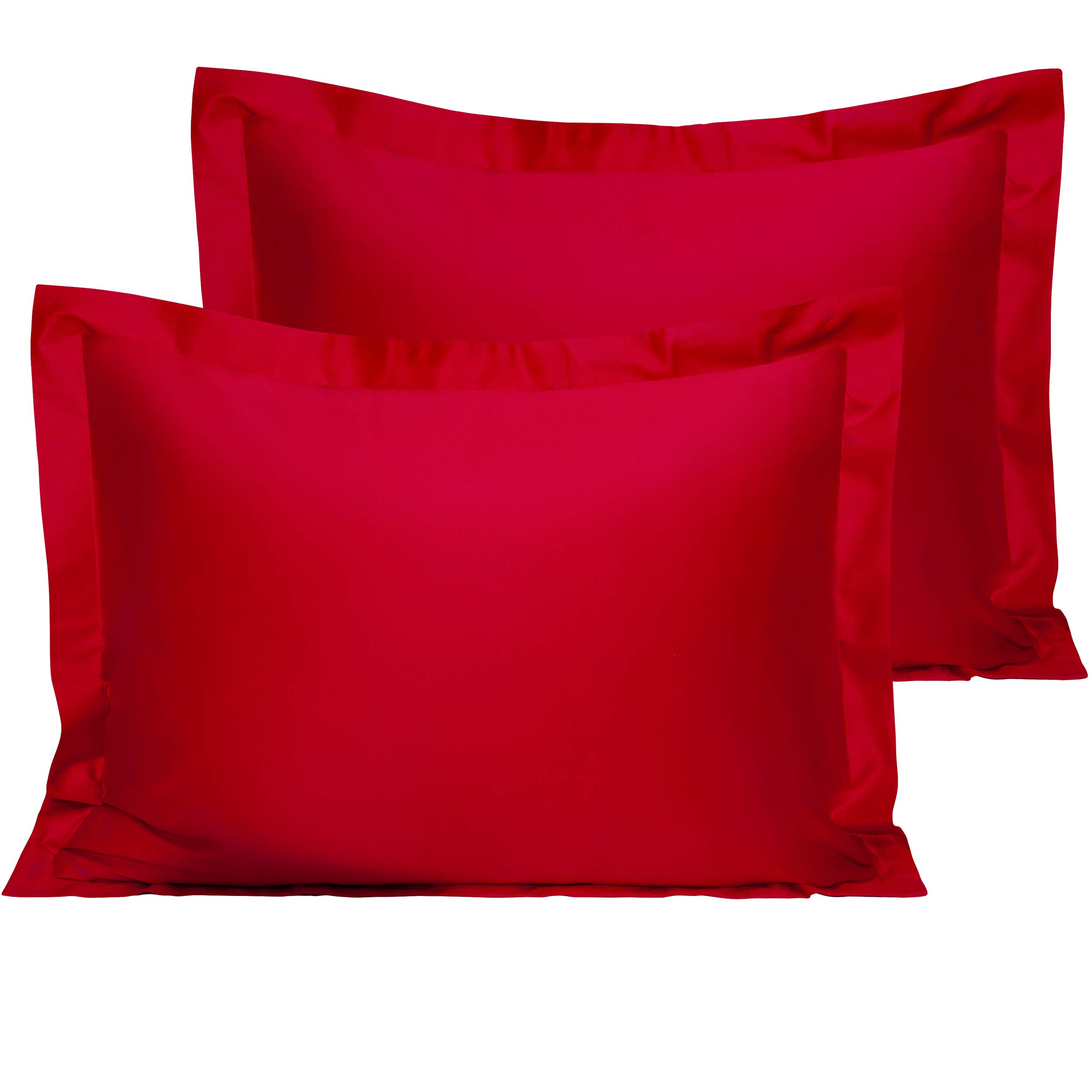 NTBAY Cotton Standard Pillow Shams - 500 Thread Count Egyptian Cotton 20x26 Sham Covers, 2 Pack Super Soft and Breathable 20x26 Inches Oxford Pillowcases, Red — image 1