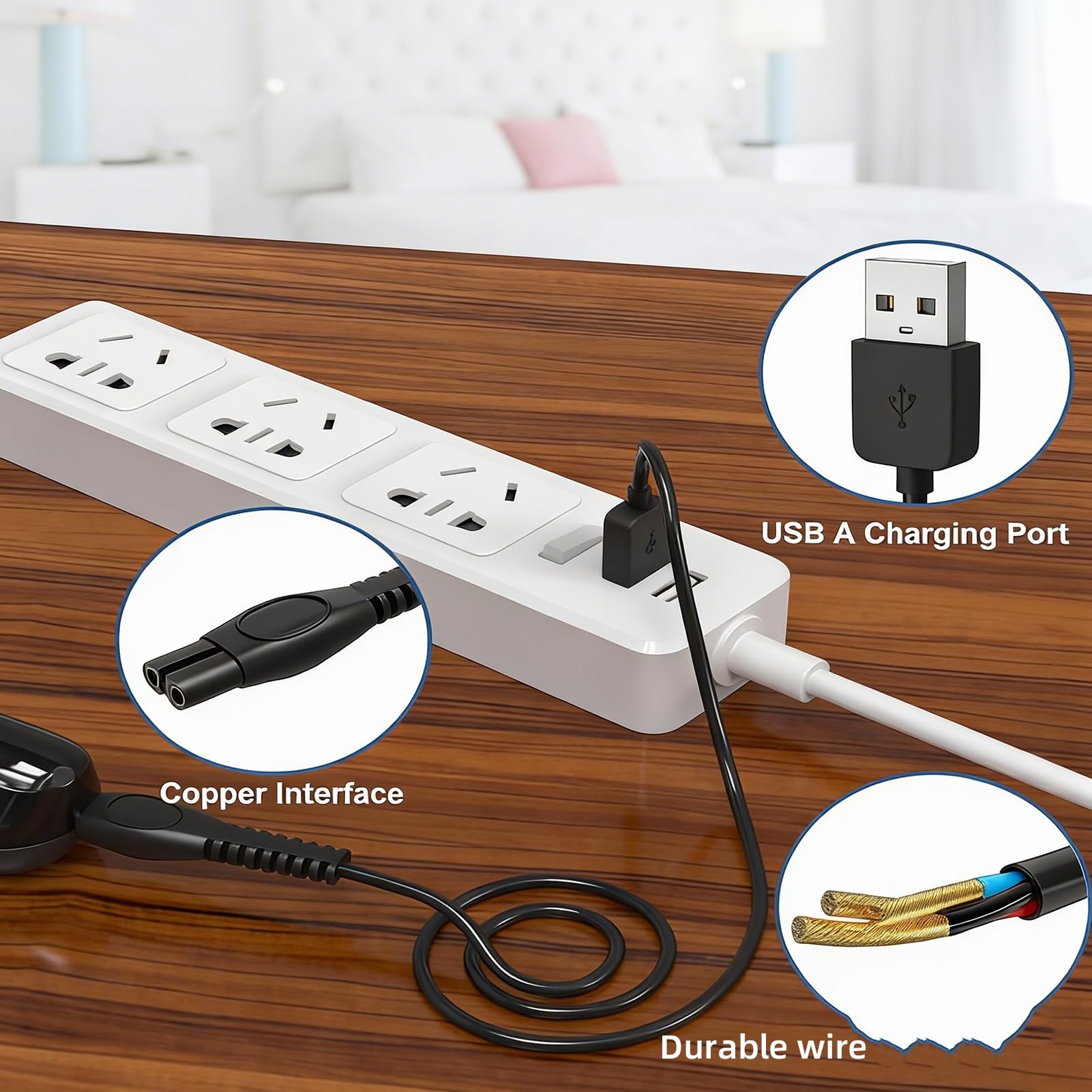 5V Caricatore rasoio per Philips OneBlade 360 QP2824 QP2834 QP2734 QP2724, Compatibile con Rasoi Philips/Norelco Series MG5910 MG9510 S5898 S7887, Alimentatore USB con Cavo per Trimmer Uomo