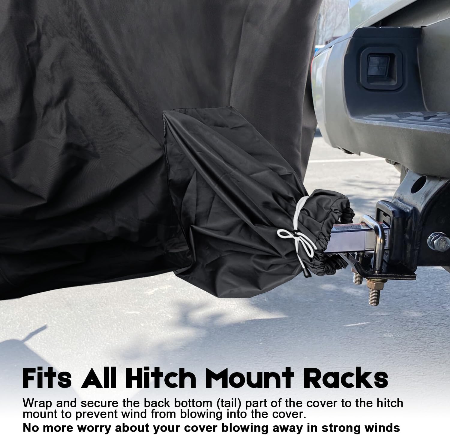 iCOVER Bike Cover for Transport 2 Bike, 600D Heavy Duty Waterproof Bike Covers for Bikes on Car Rear, Outdoor Storage Bicycle Cover for Transport On Rack, with Magnetic Towing Light & Cargo Net