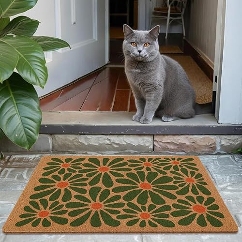 Miniatura 2 de Tapete bohemio para puerta de entrada, estilo retro, floral, para exteriores, antideslizante, para puerta trasera, porche, decoración del hogar (17