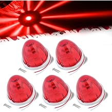 5 Pcs Red Watermelon LED Light with Stainless Steel Bracket, 12V Marker Clearance Lights for Semi Truck, Freightliner, Kenworth, Peterbilt, Heavy-Duty Trailers