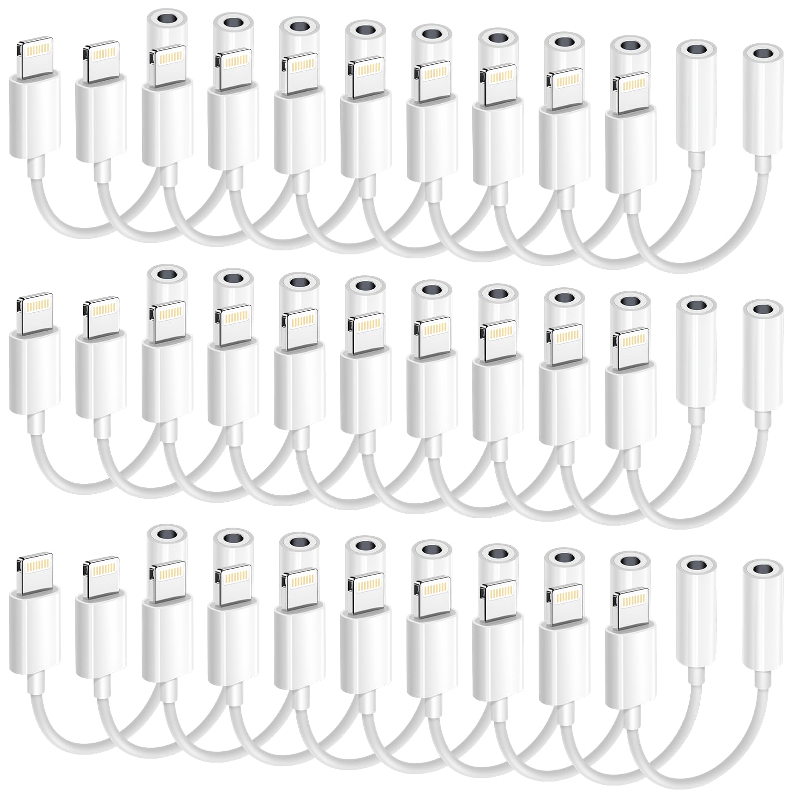 Apple MFi Certified 15 Pack Lightning to 3.5 mm Headphone Jack Adapter for iPhone, iPhone Aux Adapter Converter Dongle Audio Cable Compatible with iPhone 14 13 12 11 X XS 8 7 White