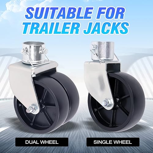 Miniatura 3 de Paquete de 2 ruedas de 6 pulgadas para remolque de barco, gato universal de repuesto para remolque de barco con 1 o 2 ruedas, incluye accesorios de