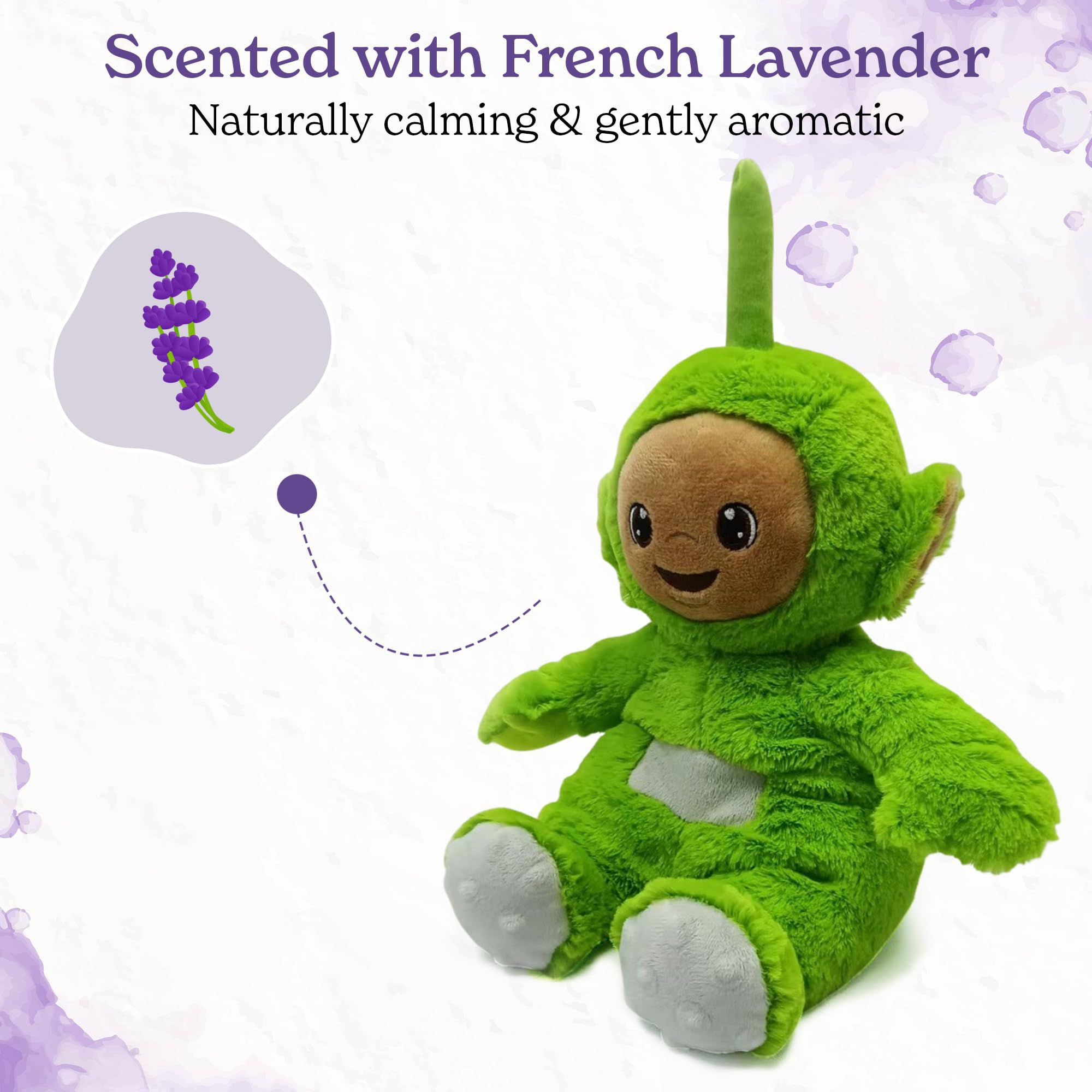 Warmies Plush Dipsy Mikrowellengeeignetes Spielzeug, beheizbares gewichtetes Plüschtier für Kinder und Erwachsene, gefülltes Kuscheltier, sanft duftet mit französischem Lavendel - Grün