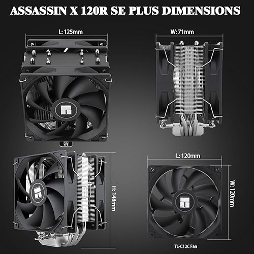 Miniatura 6 de Thermalright Assassin X 120R SE Plus - Enfriador de CPU, tubos de calor de 0.157 x 0.236 in, velocidad de 1550 rpm, ventilador silencioso PWM