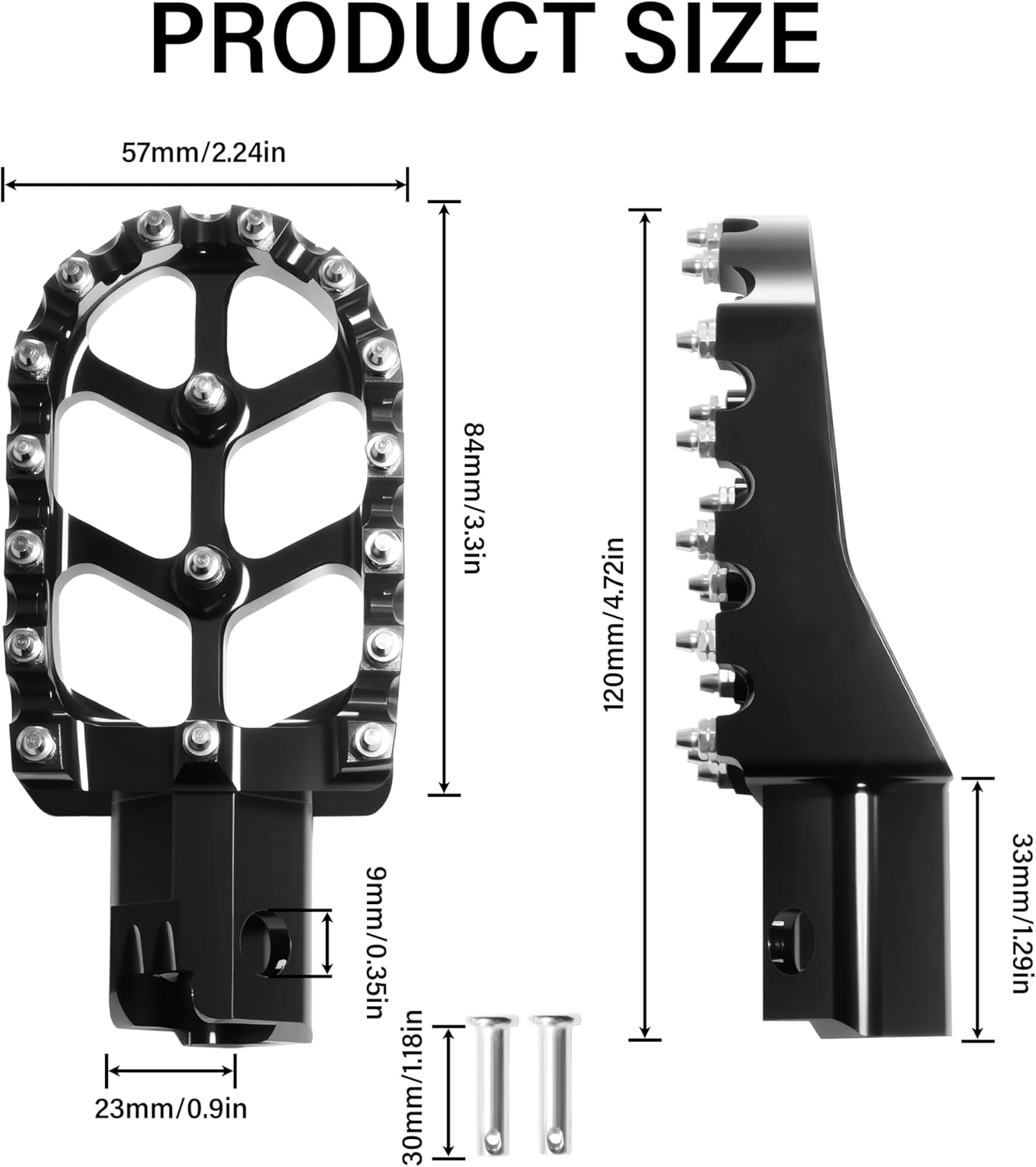 Dirt Bike Foot Pegs, CNC Anti-Slip Foot Pedals For 50cc 70cc 80cc 90cc-125cc XR50 XR70 XR110 CRF50 CRF70 CRF110 SSR CT200U KAYO SDG Apollo RFZ Pit Bike Mini Bike Foot Pegs Footrest (Black)