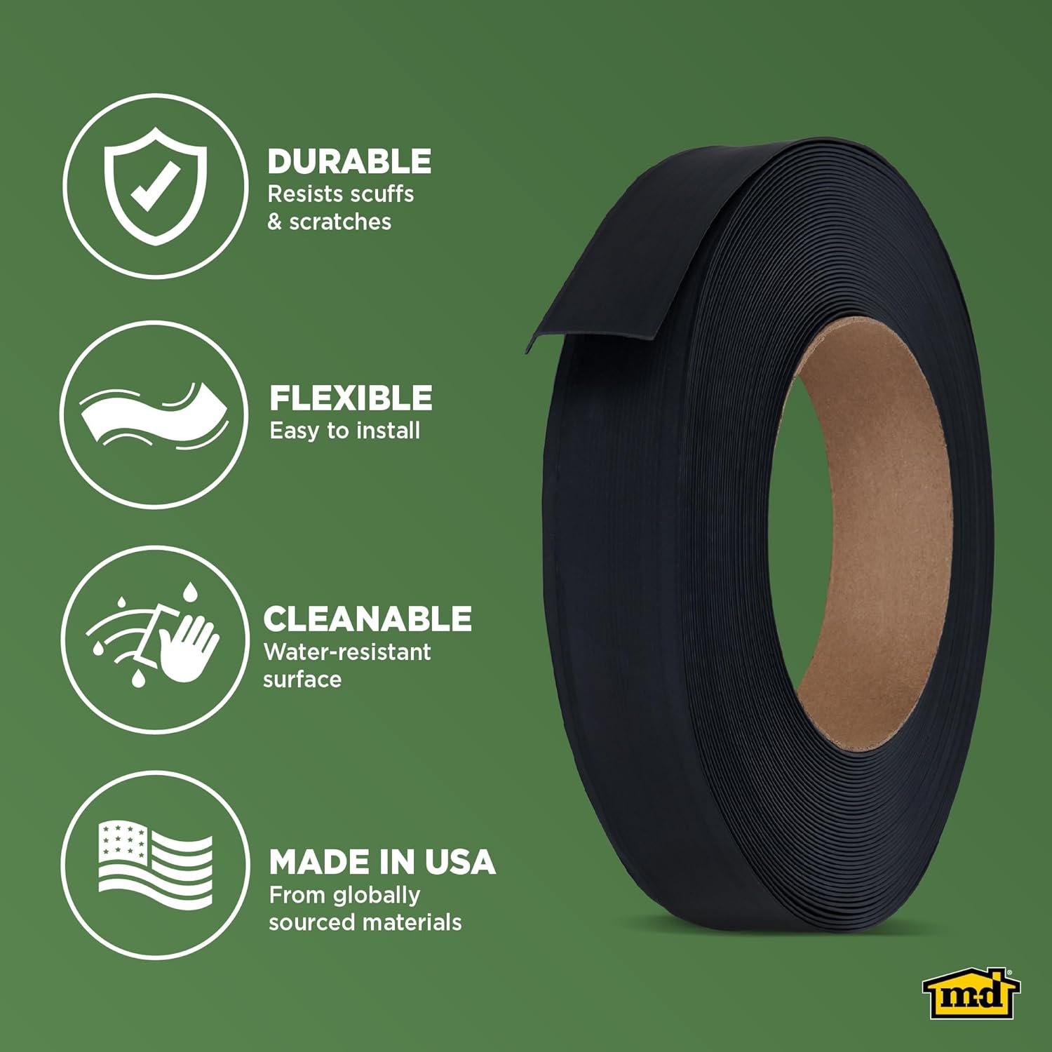 M-D Building Products 75887 2-1/2 in. x 120 ft. Black Vinyl Wall Base