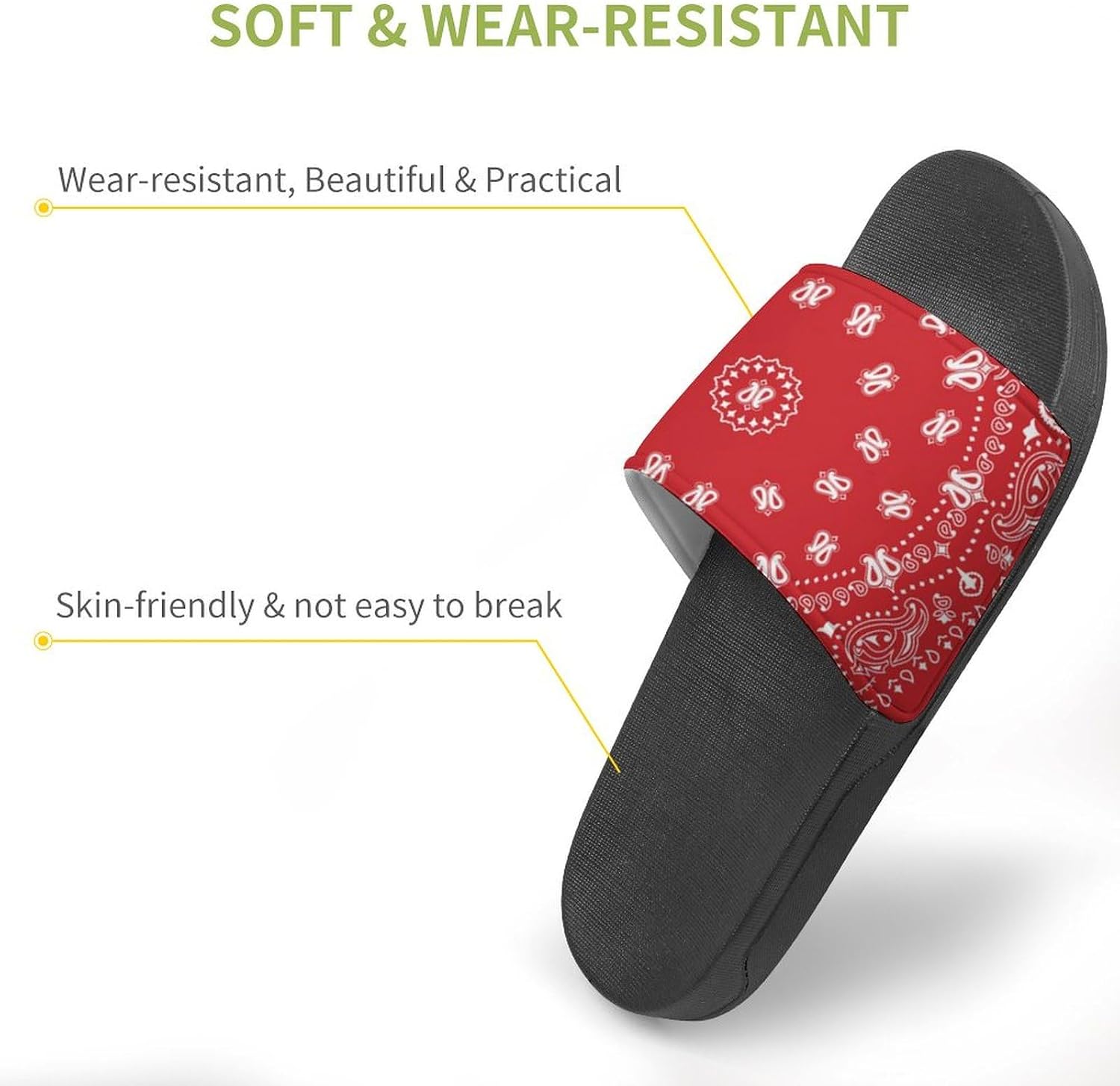 Red Bandana Pattern Funny Slide Sandals Non-Slip PVC Shower Slipper House Shoes Open Toe Slippers for Adult 43 (265mm) image 3