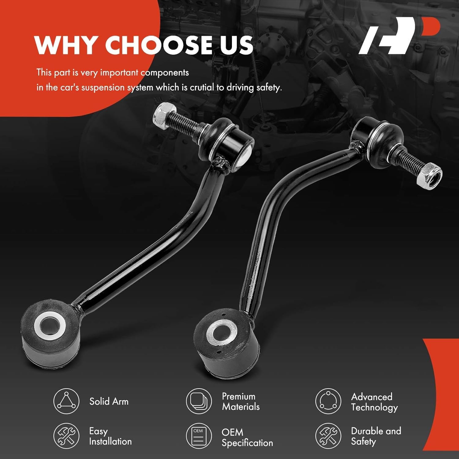 A-Premium 2 x Rear Sway Bar Links Stabilizer Bar Links, Compatible with Audi Q7 2007-2015, Porsche Cayenne 2003-2010, Volkswagen Touareg 2004-2017