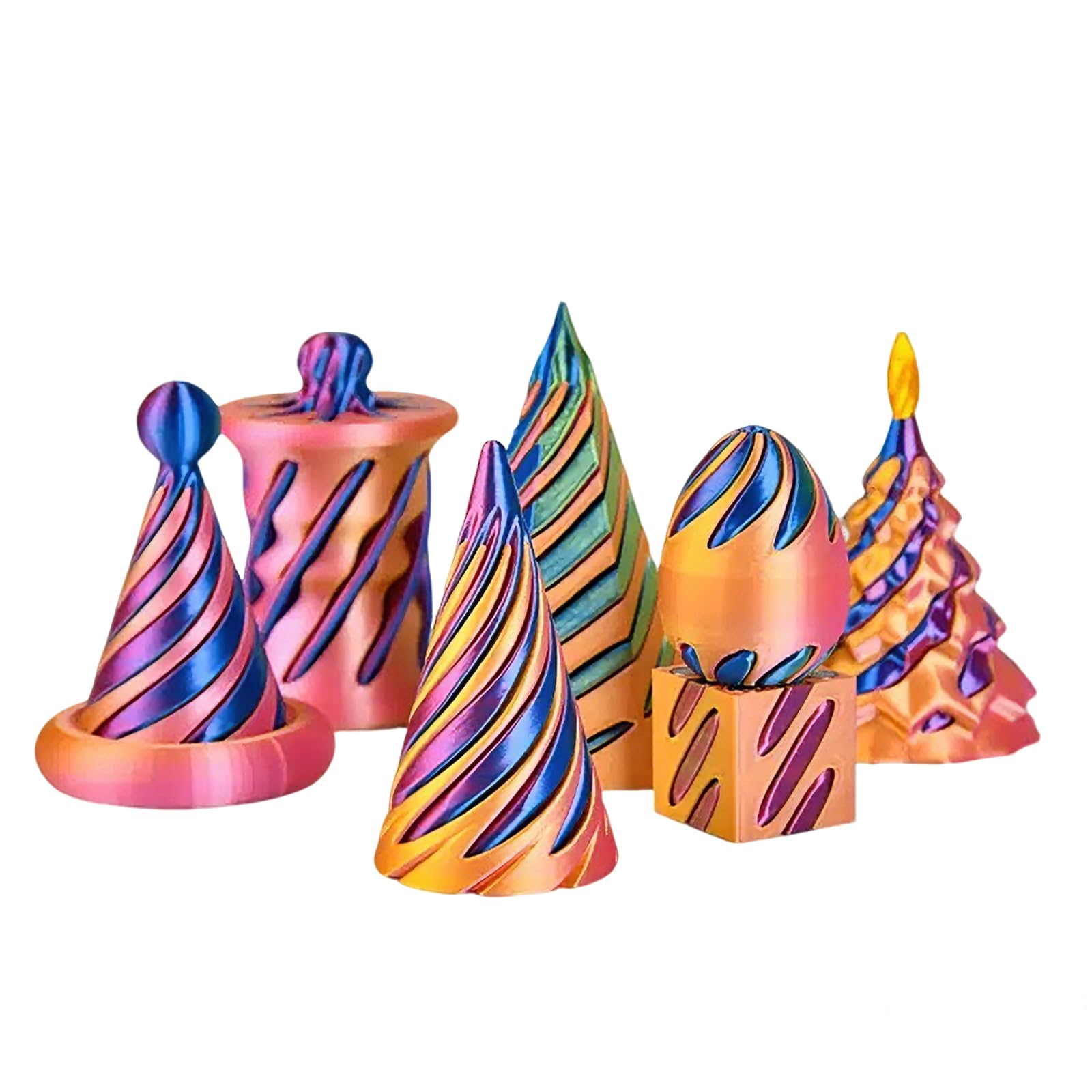 7Pcs Impossible Cone Fidget Toys Set 3D Printed Fidget Toys for Kids Adults Spiral Stress Relief Toys Spiral Cone Fidget Toy Sensory Fidget Toys for Anxiety Relief Enhance Focus (the Star Detachable)