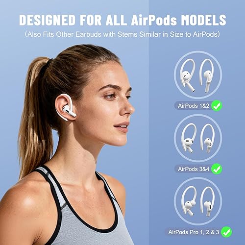 Miniatura 5 de 2 pares de ganchos para las orejas compatibles con AirPods Pro 3/2/1, AirPods 1/2/3, [pares de tamaños M y L] ganchos mejorados de acceso con botón