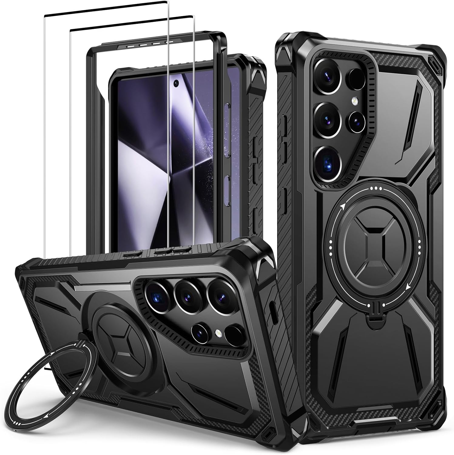 Lanhiem Coque Samsung S24 avec 2 Verre Trempé, Antichoc Étui de
