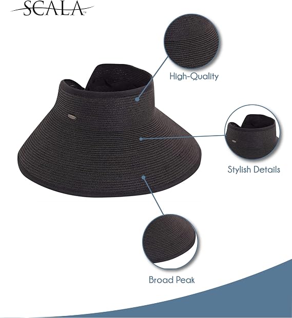 Scala Women's Packable Paper Braid Visor