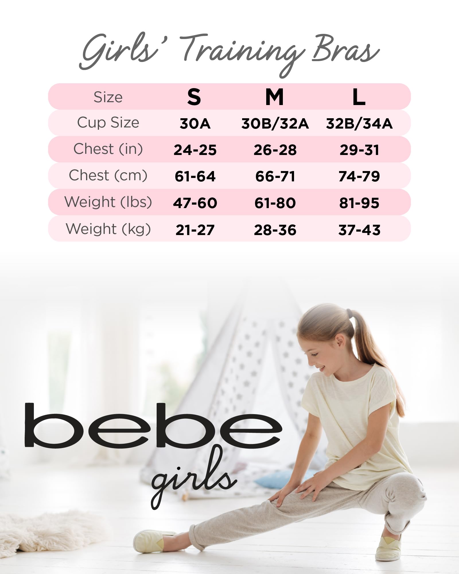 bebe Lot de 8 soutiens-gorge d'entraînement sans couture pour filles (S-L)
