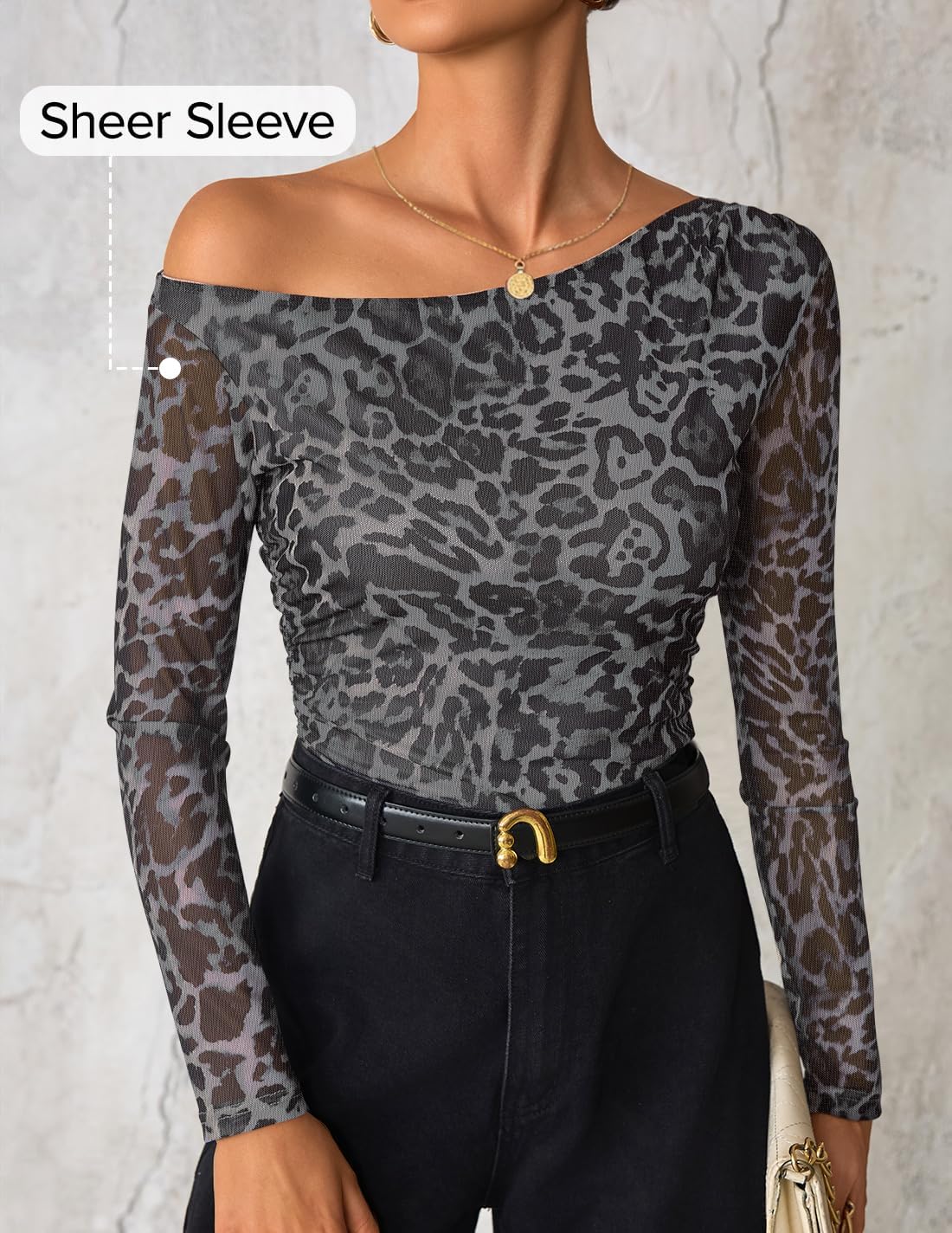 ZESICA Women's Floral Off Shoulder Long Sleeve Tops 2026 Spring Mesh Ruched Fitted Trendy Going Out Shirts Blouses - Image 2