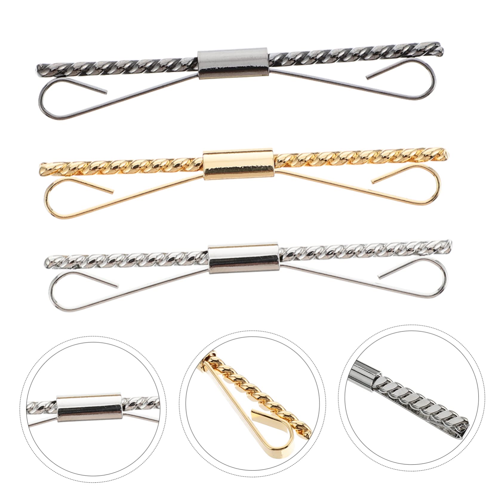 9piezas Clips De Corbata Metálicos Para Hombre De Dorado Plateado y Negro Elegantes y Duraderos Para Ocasiones Formales Negocios