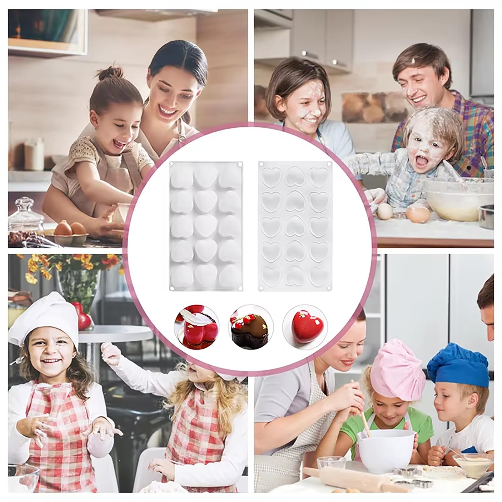 15 Holes 3D Heart-Shaped Candle Molds Silicone Making Chocolate Cake Resin Polymer Clay Pillar Aromatherapy Gypsum Valentine's Day Wedding DIY Craft Supplies