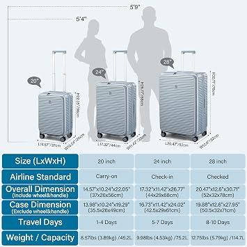 HanTrip Hard Shell Suitcases 24 Inch Check in Luggage with Spinner Wheels Cup Holder, Lightweight Top Opening Expandable Luggage Hard Case Rolling Medium Checked Suitcase with Lock, Silver