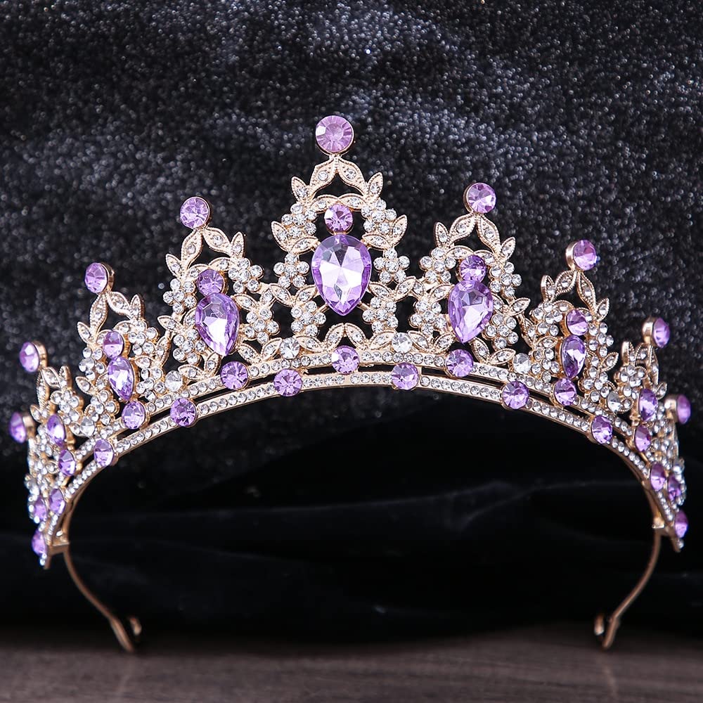 Punk purple vintage tiara crown wedding hair accessories women Amazon.com: Vintage Baroque Queen Crowns, Purple Gothic  main image 3