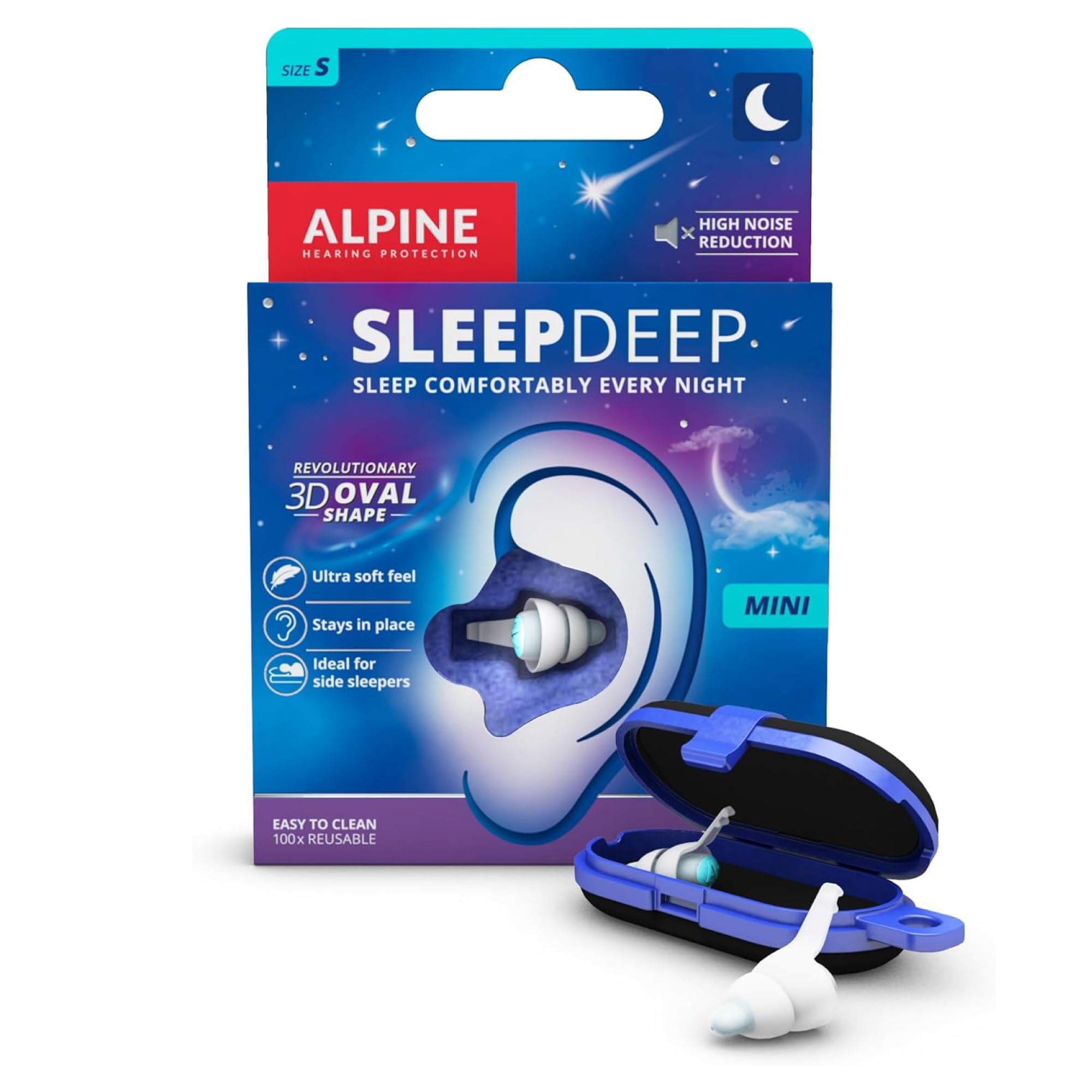 Alpine SleepDeep Soft Gel Ear Plugs for Sleeping - Revolutionary 3D Gel for and Cushioning - Soft for Side Sleepers - Reduce Snoring Noise (S)