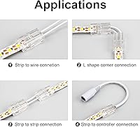 Vista 7 de RGBZONE 10 piezas de 2 pines de 8 mm de tira LED a conectores de cable y 10 m/32.8 pies de cable de extensión de 2 pines para tiras de luces LED