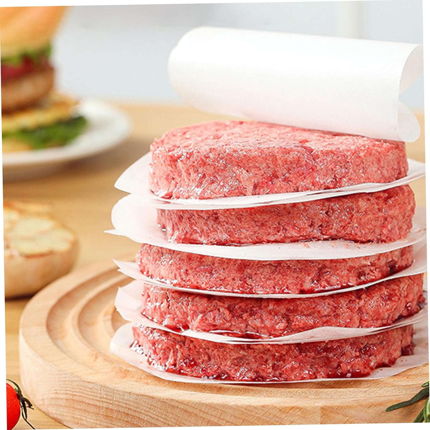 5.1 Inch Non-Stick Hamburger Patty Paper, Round Wax Parchment Sheets for Burger Freezer, 500Pcs