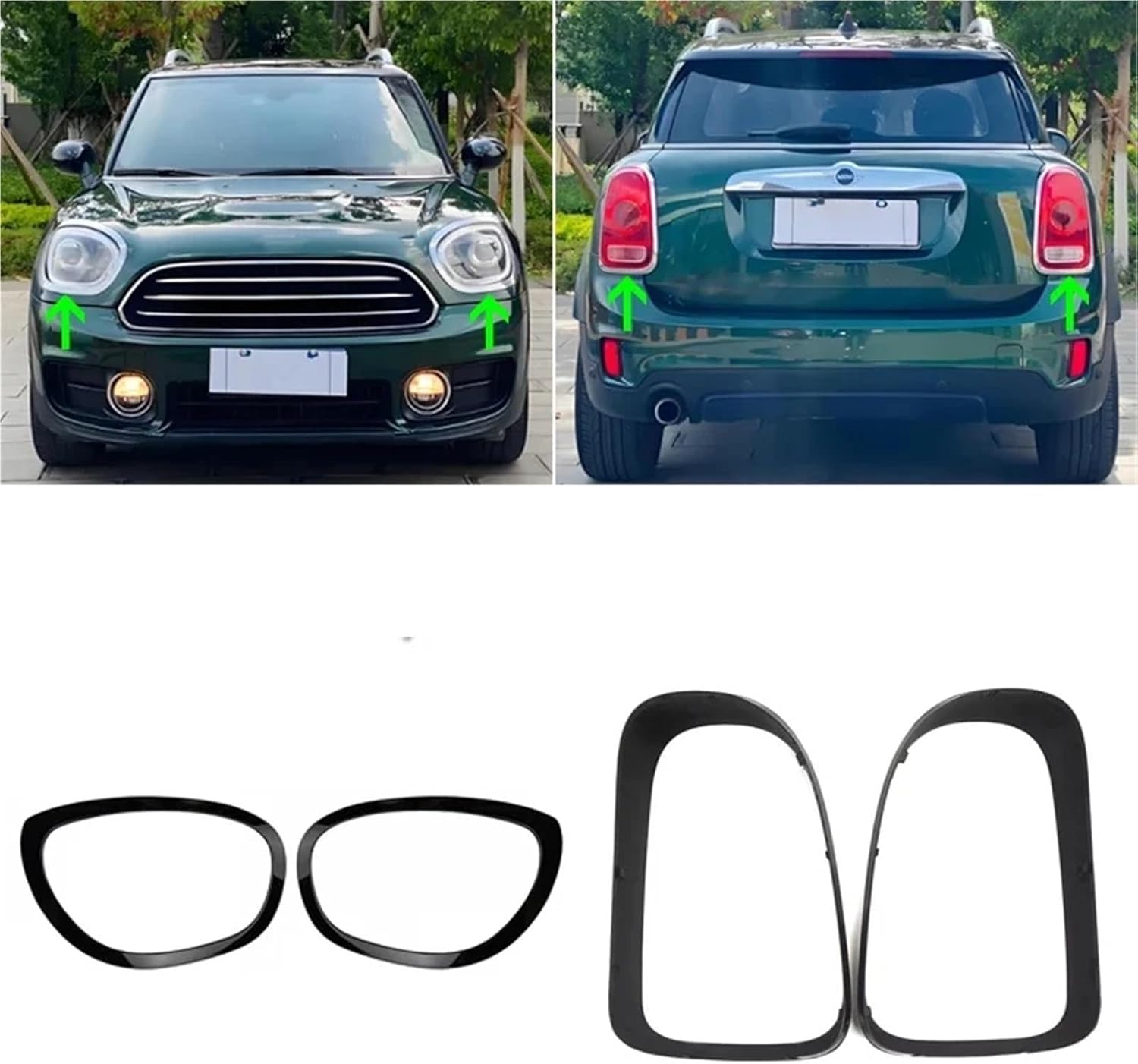 Gloss Black Car Headlight Ring Bezel Trim Surround Cover Taillight Frame Trim Kit Compatible For BMW Mini Cooper Countryman F60 2015-2019(2PCS Rear Lamp)