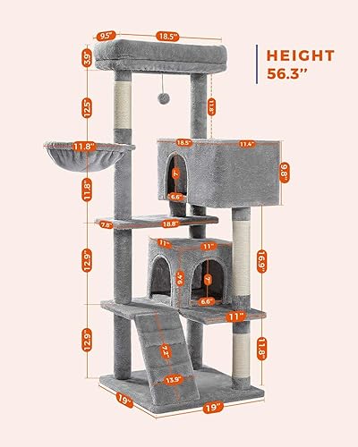 Miniatura 3 de MUTTROS Árbol para gatos grandes para adultos con percha superior súper grande, torre de gato de 56.3 pulgadas para gatos grandes con hamaca de