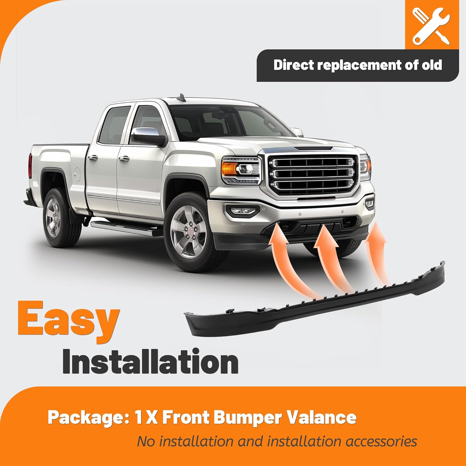 KUAFU Front Lower Bumper Valance Panel Compatible with 2014-2015 GMC Sierra 1500 Replacement for GM1095199 22764087 Air Dam Deflector Valance Plastic