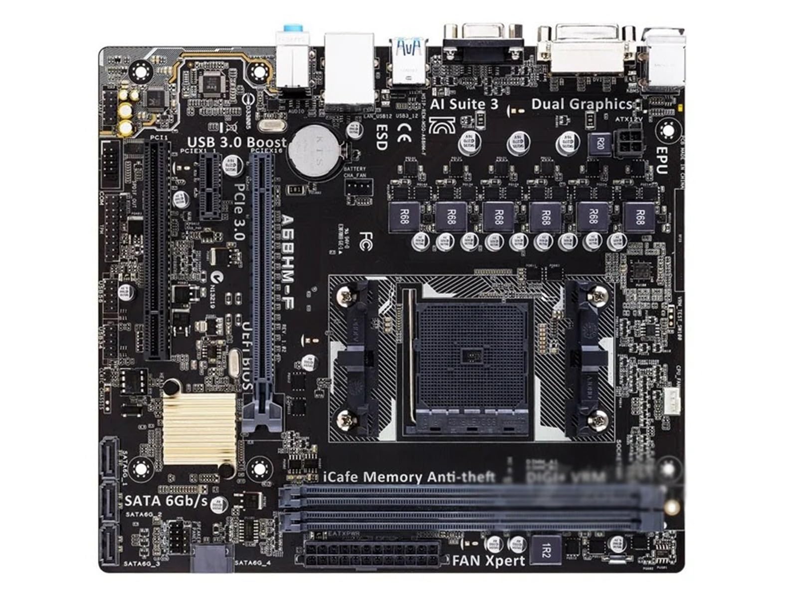 Carte mère DDR3 AMD A68H compatible processeur A8 A10 socket FM2+ - 4