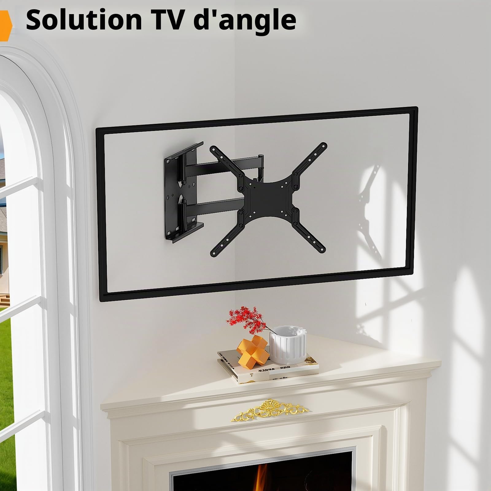 Support Mural TV 23-55 Pouces Jusqu'à 45KG | Support TV Mural Orientable Inclinable et Orientable, VESA 400x400