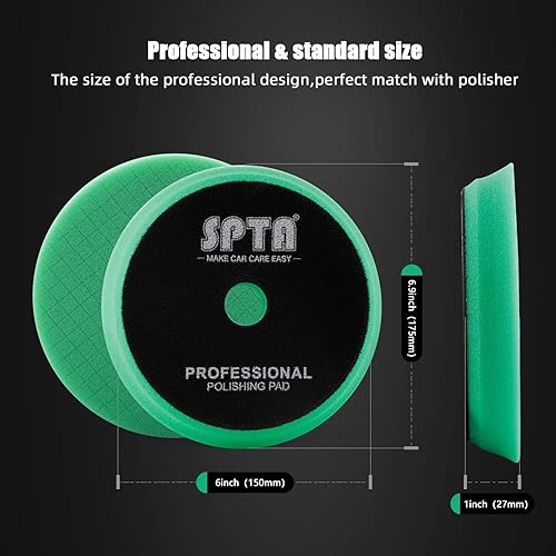 Miniatura 2 de SPTA Almohadillas de pulido, 5 almohadillas pulidoras orbitales de 6 pulgadas y 5.906 in y 1 almohadilla de pulido de microfibra, almohadilla de