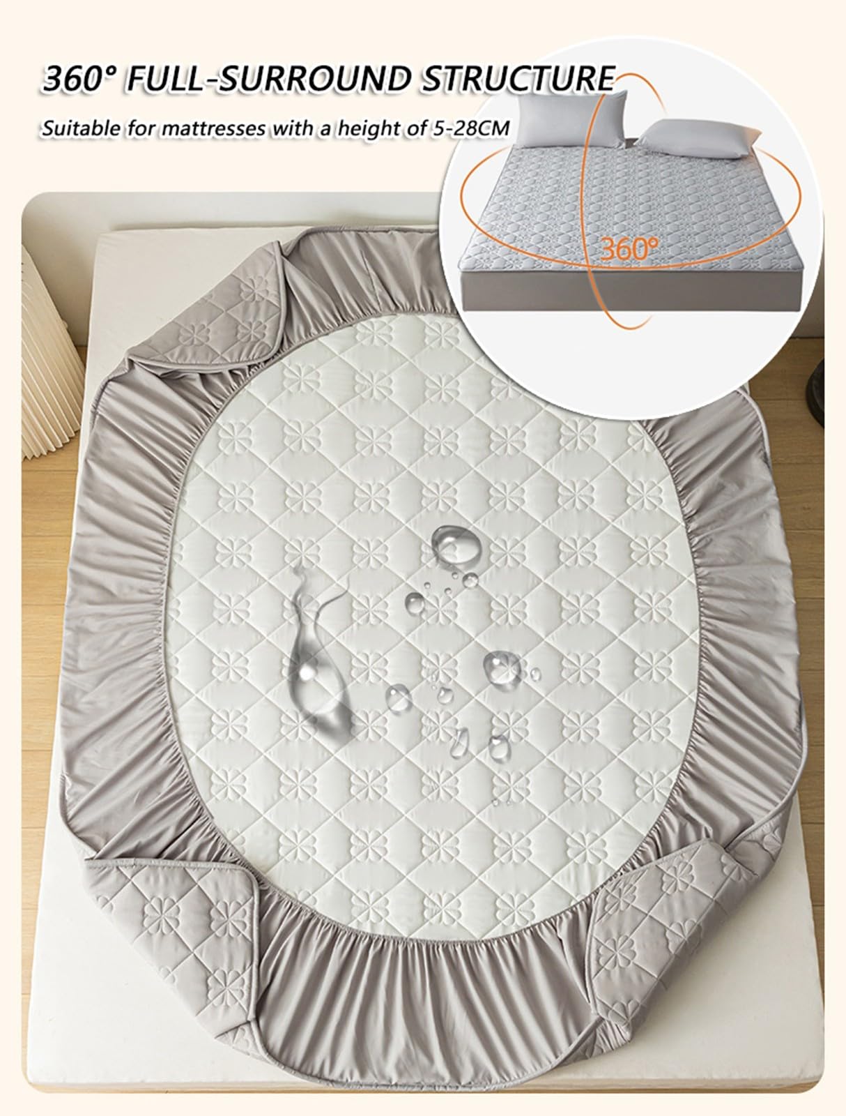 Wasserdichter Matratzenschoner,Gesteppter Matratzenbezug Spannbettlaken,Antibakterielle und Milbenhemmende Matratzenauflage für das Schlafzimmer im Haus(Darkgray,200x220cm)