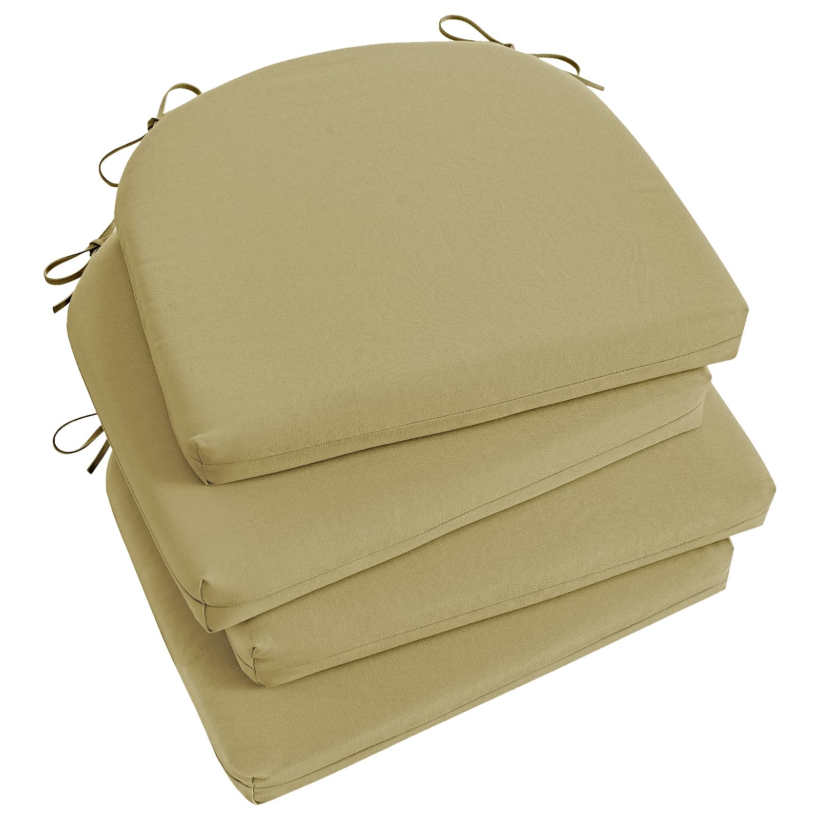 Basic Beyond Outdoor Chair Cushions Set of 4, Outdoor Cushions for Patio Furniture, Water Resistant Patio Chair Cushions with 2 Ties, 17x16x2, Khaki