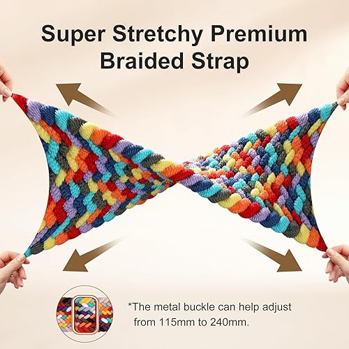 Vista 118 de Maledan Banda elástica trenzada compatible con Fitbit Sense/Versa 3/4 y Sense 2, correa elástica suave para reloj inteligente, accesorio