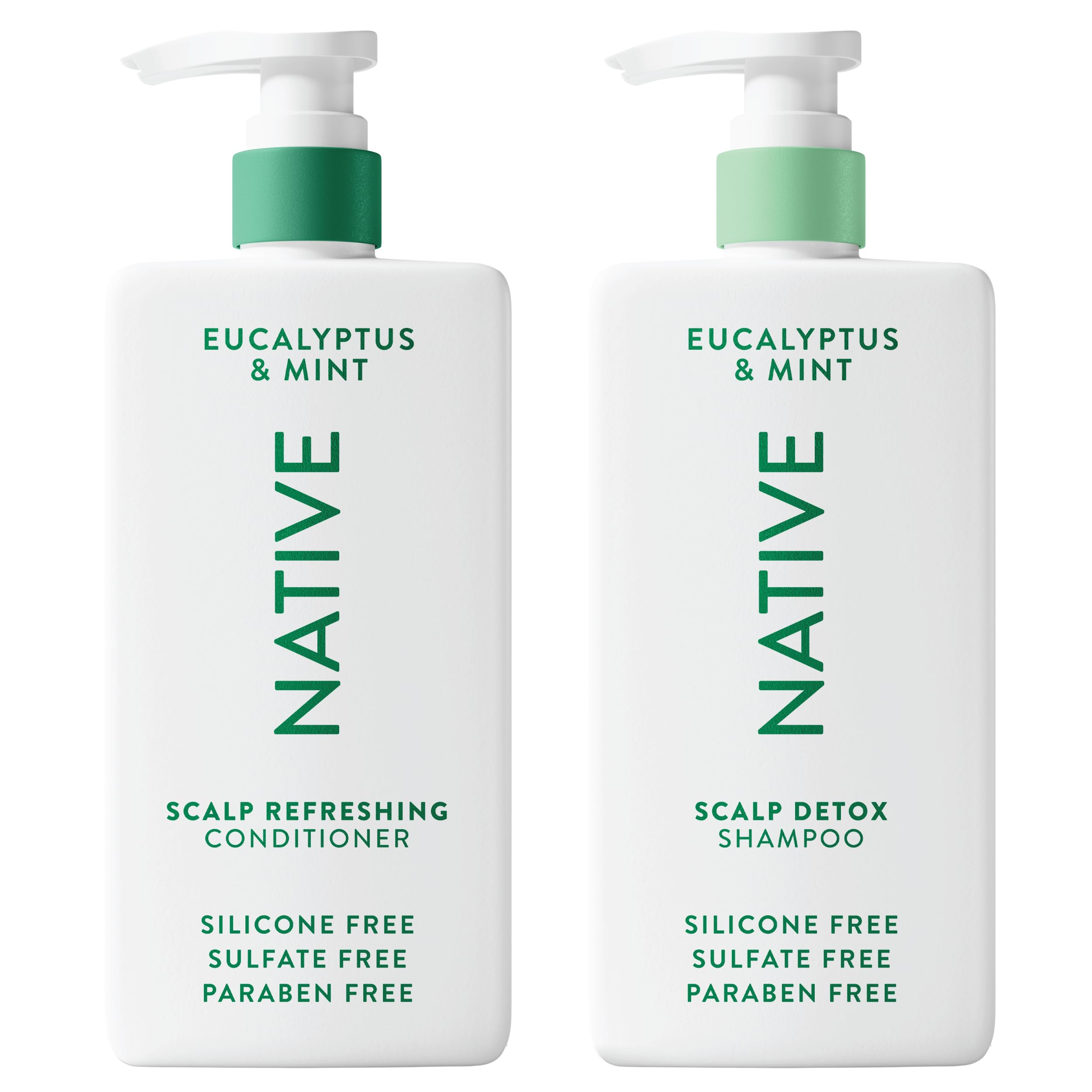 Native Scalp Detox Shampoo and Conditioner, Eucalyptus & Mint, Naturally Derived Ingredients | All Hair Types, Color & Treated, Fine to Dry Damaged, Sulfate & Dye Free - 2-Pack