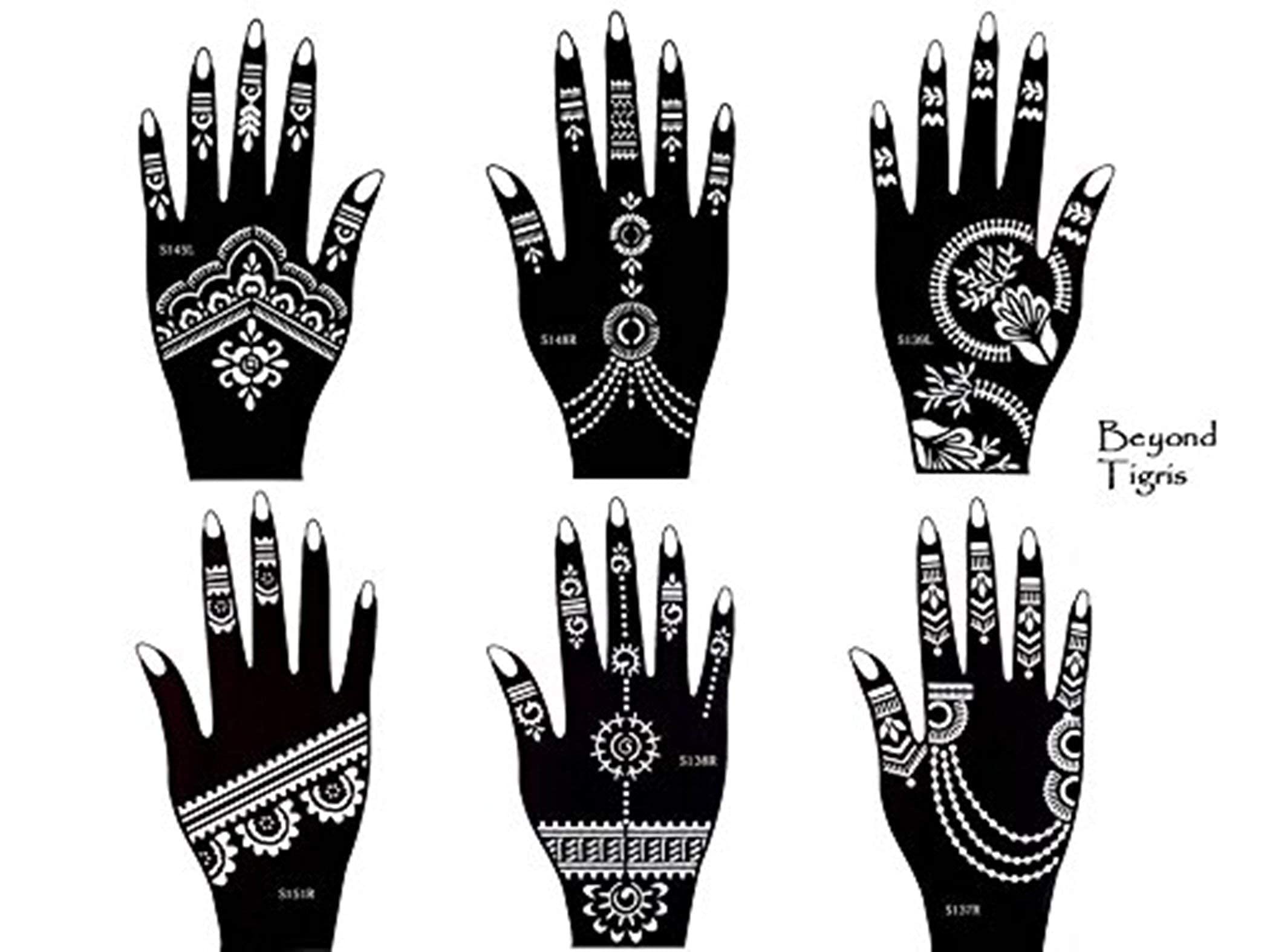 Ivana's Heena Mehandi Tatto Stencil Set for | Hand | Body | Fingure | Face | Heena Art Temporary Tatto for Kids, Girls & Women, Design - NIV-365, Black, M-image-24