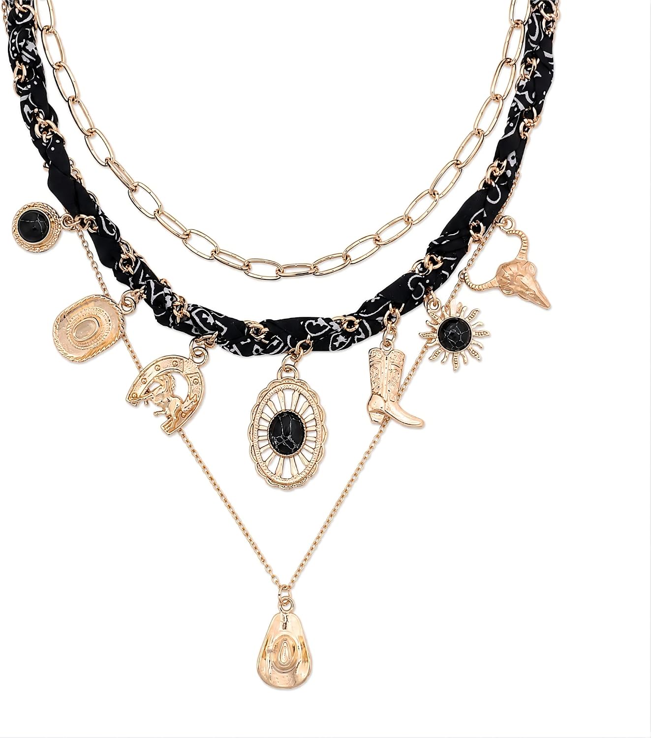 Western Bandana Necklace with Charms for Women