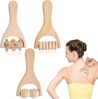3Pcs Wood Therapy Massage Tools Wooden Massage Rollers, Hand Massage Tools Manual Muscle Roller Stick for Relaxes Thigh, Leg, Hands Full Body Muscle Men Women