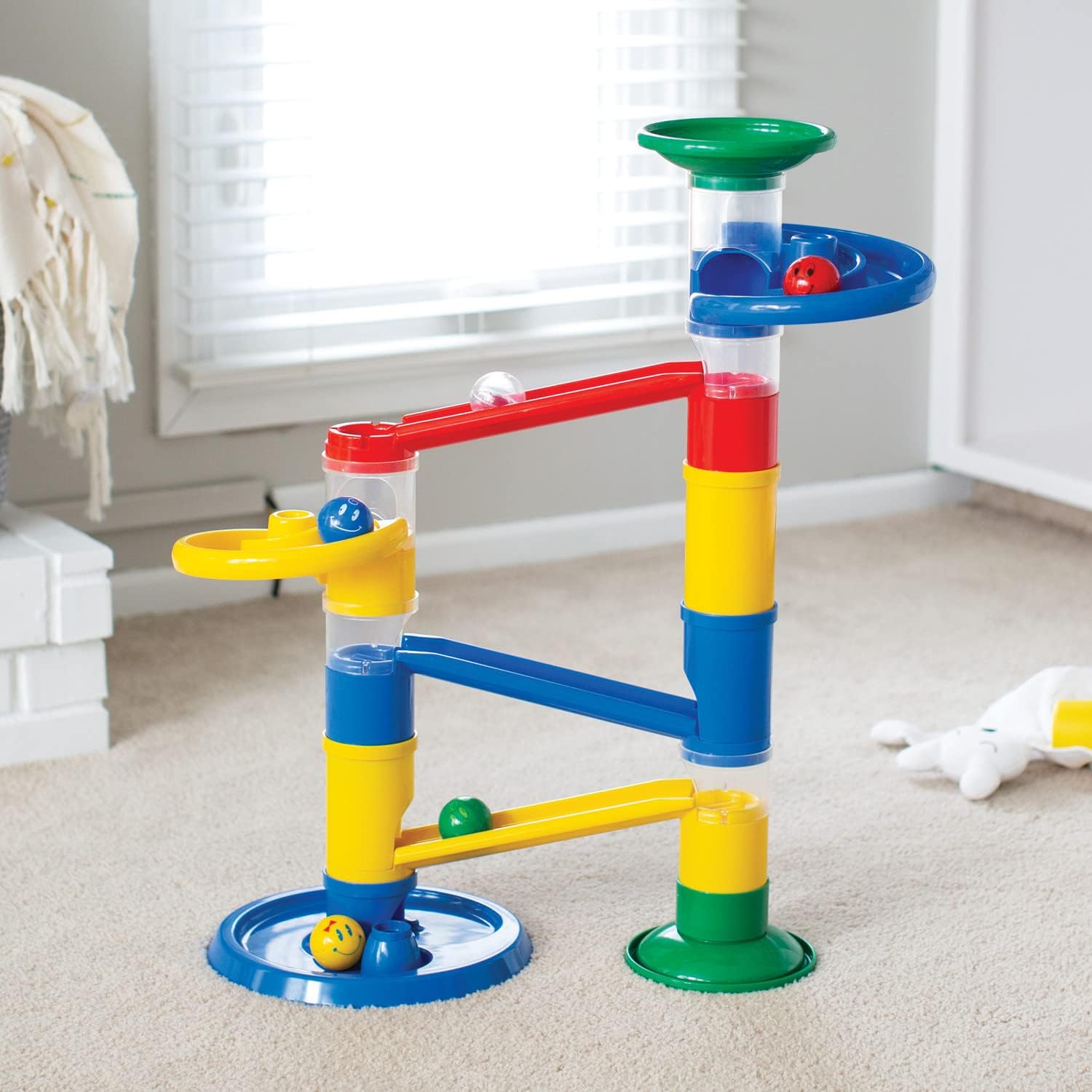 MindWare Junior Marble Run - My First Marble Run Set - Toddler Building Game - Marble Maze Toddler Building Toy Set with Oversized Marble Track Pieces and 5 Giant Marbles for Kids 12 Months and Up