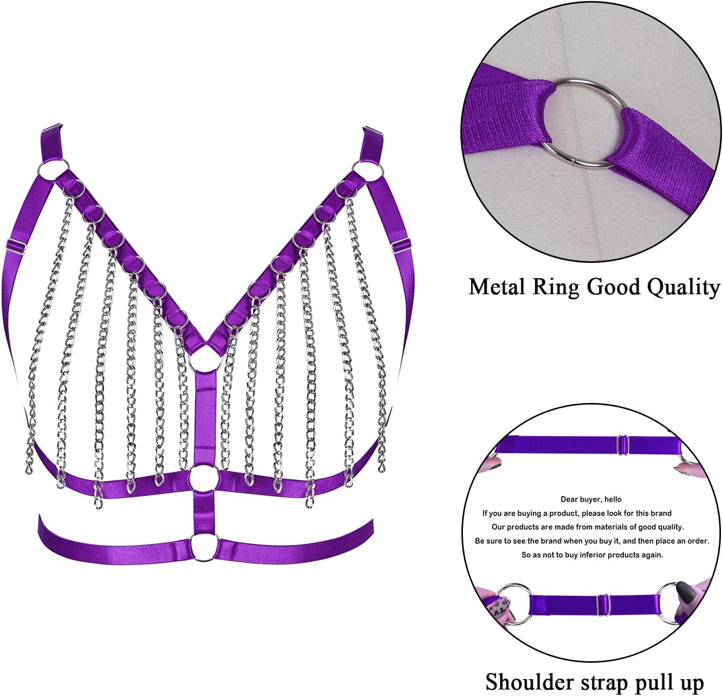 Women's Body Harness Bra Plus Size Metal Chain Hollow Bra Punk Gothic Halloween Carnival Party Dance Fashion Costume
