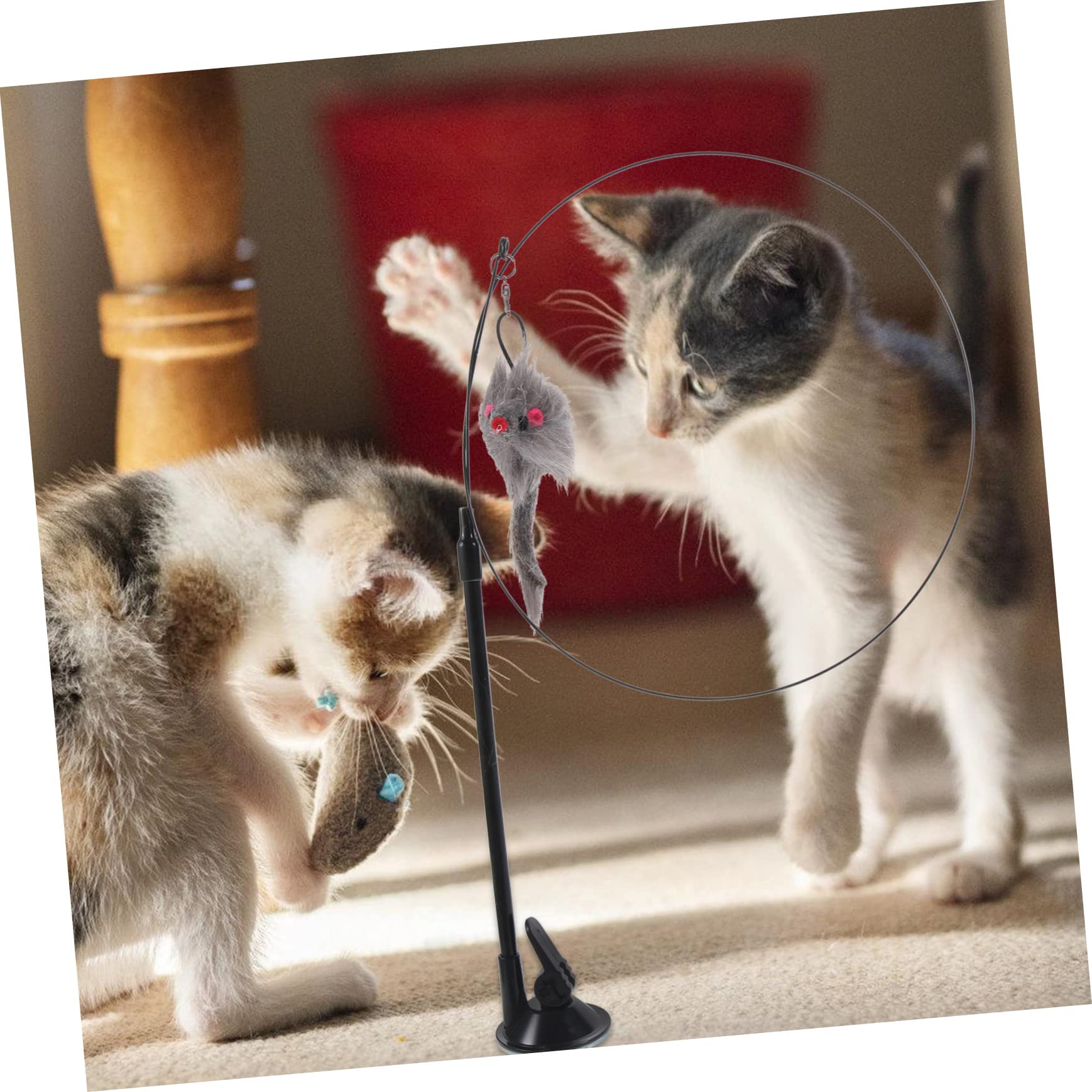 Milisten Jouet Interactif pour Chat Intérieur avec Ventouse Et Canne Amovible Stimule Exercice Et Amusement des Chats Et Chatons
