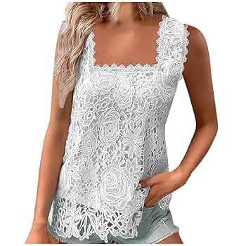 SYDUZAX Lace Vest Tops for Women UK Square Neck Sleeveless