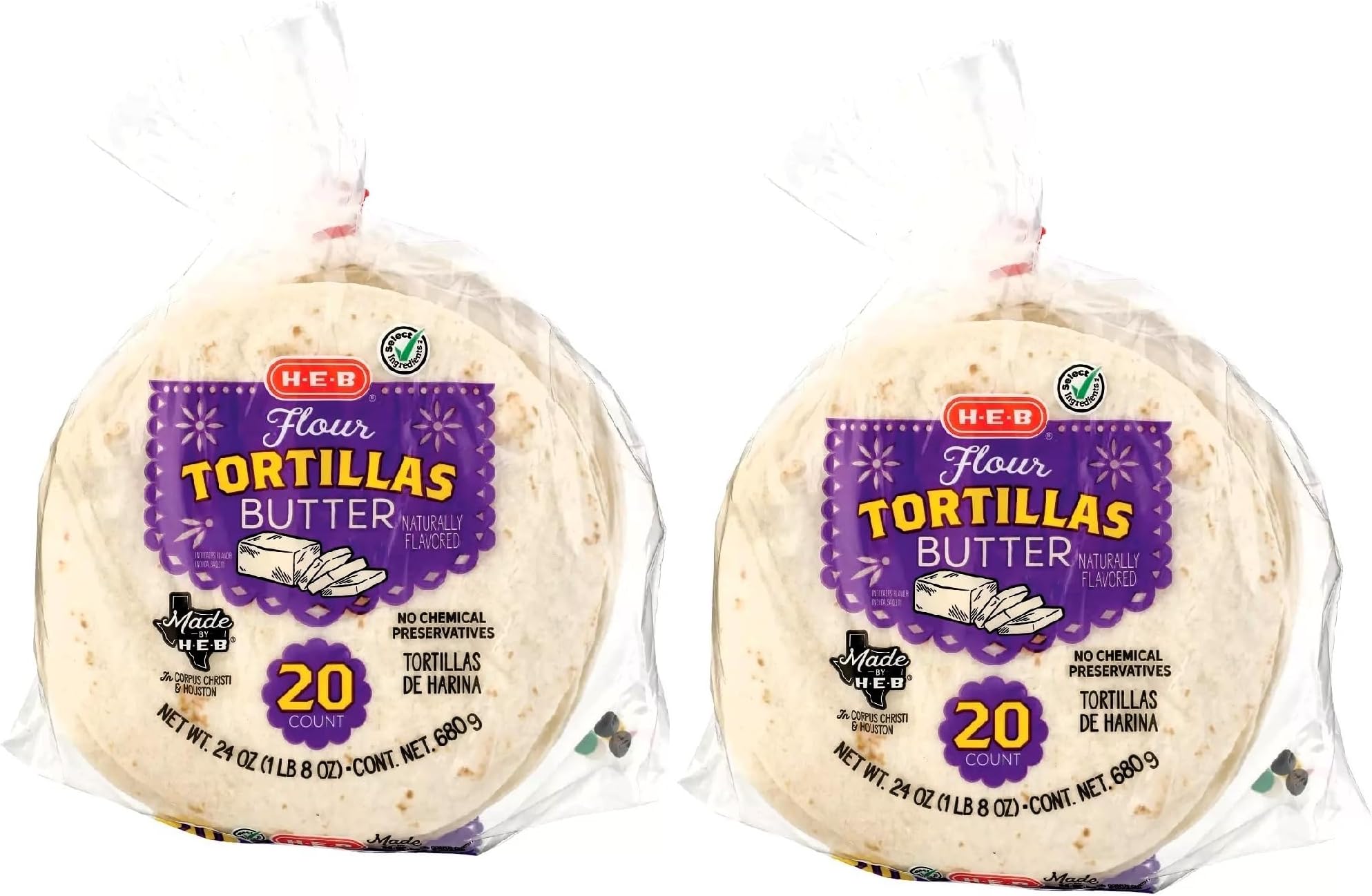 HEB H‑E‑B Butter Flour Tortillas 20 ct 2 pk